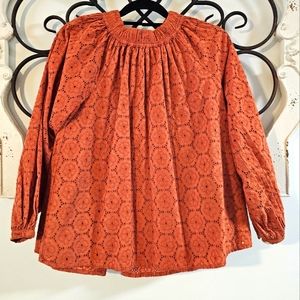 Roller Rabbit NWT Roller Rabbit Glyn Eyelet Gathered Burnt Orange Long S